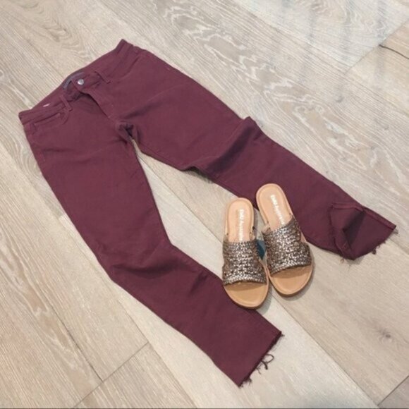 JOE'S Love Colors Cranberry Skinny Jeans Stretch Raw Hem Mid-rise 27 - Picture 2 of 8